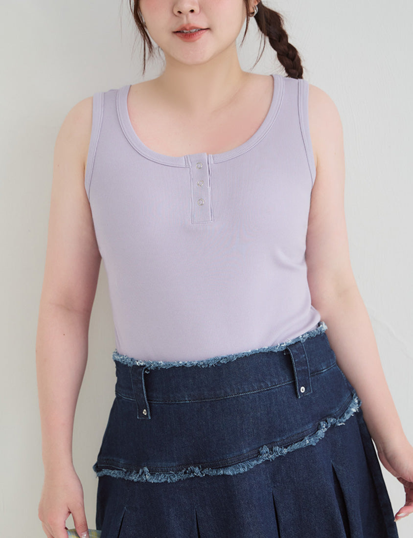 Cooling Lyocell Ribbed Crewneck Plus Size Tank Top