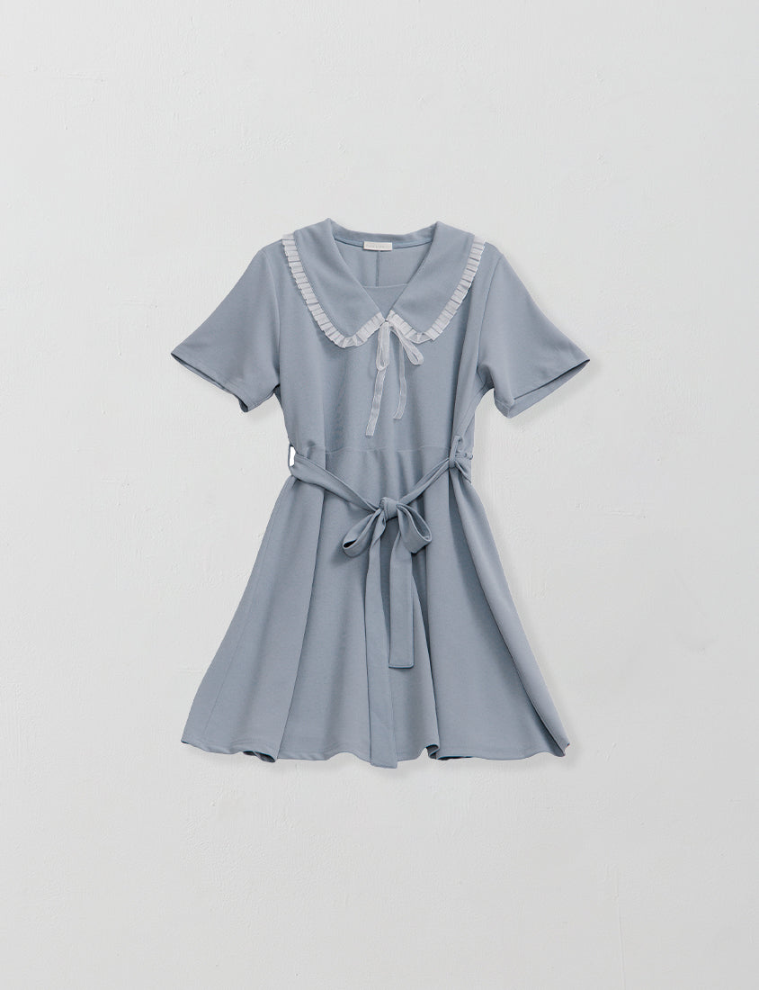 Sweet Preppy Contrast Collar Plus Size Maxi Dress