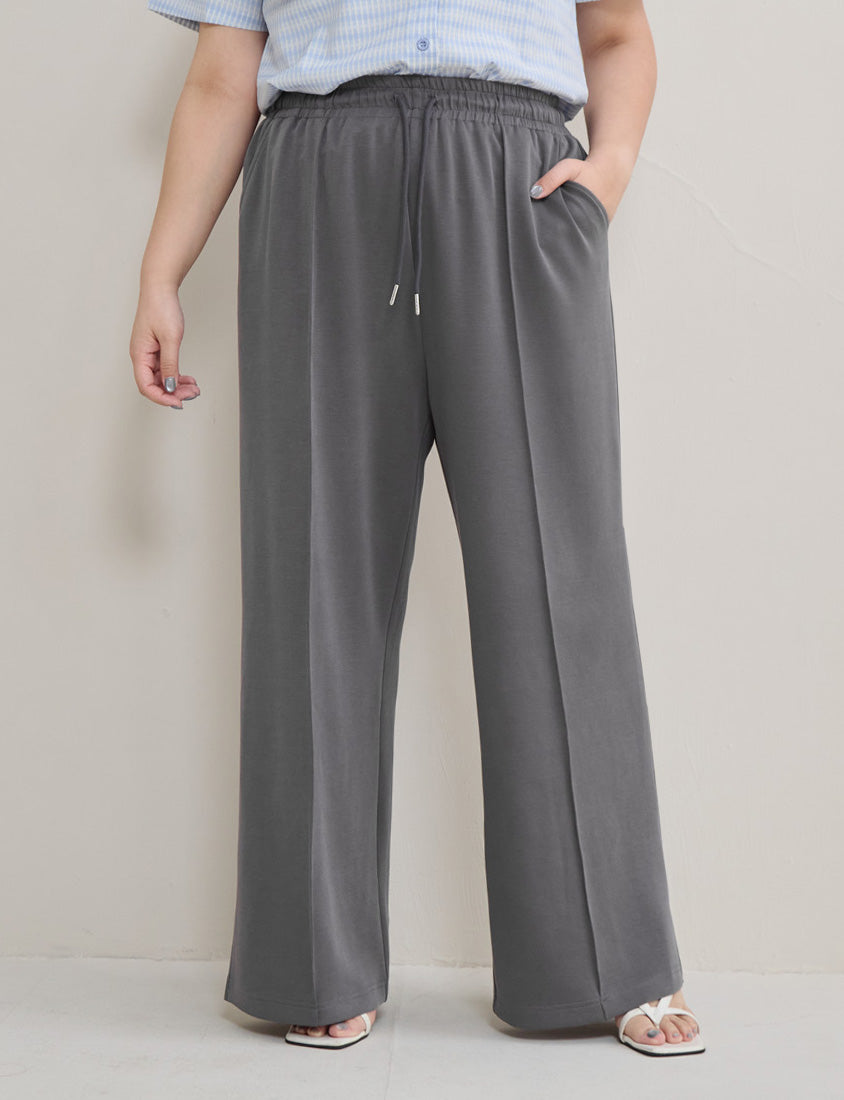 Instant Cool Cloud Cotton Stitch Slit Plus Size Wide Pants