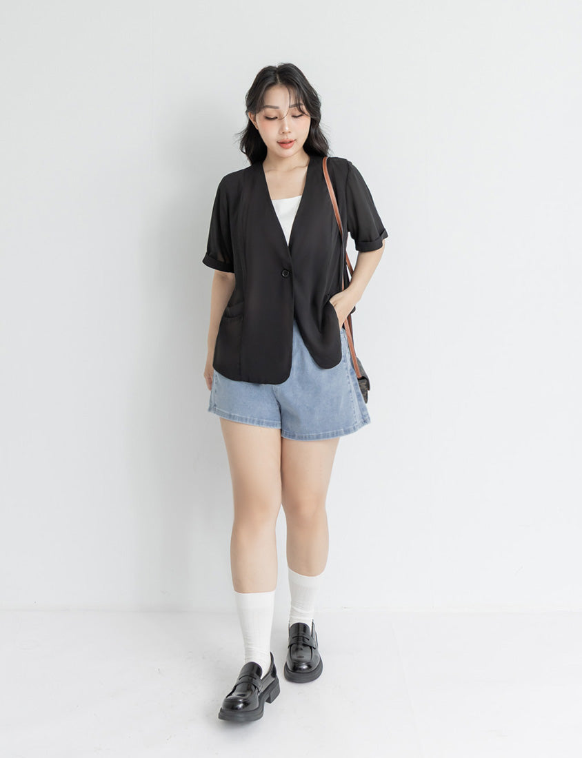 MISS. Sheer Chiffon Tailored Plus Size Blazer