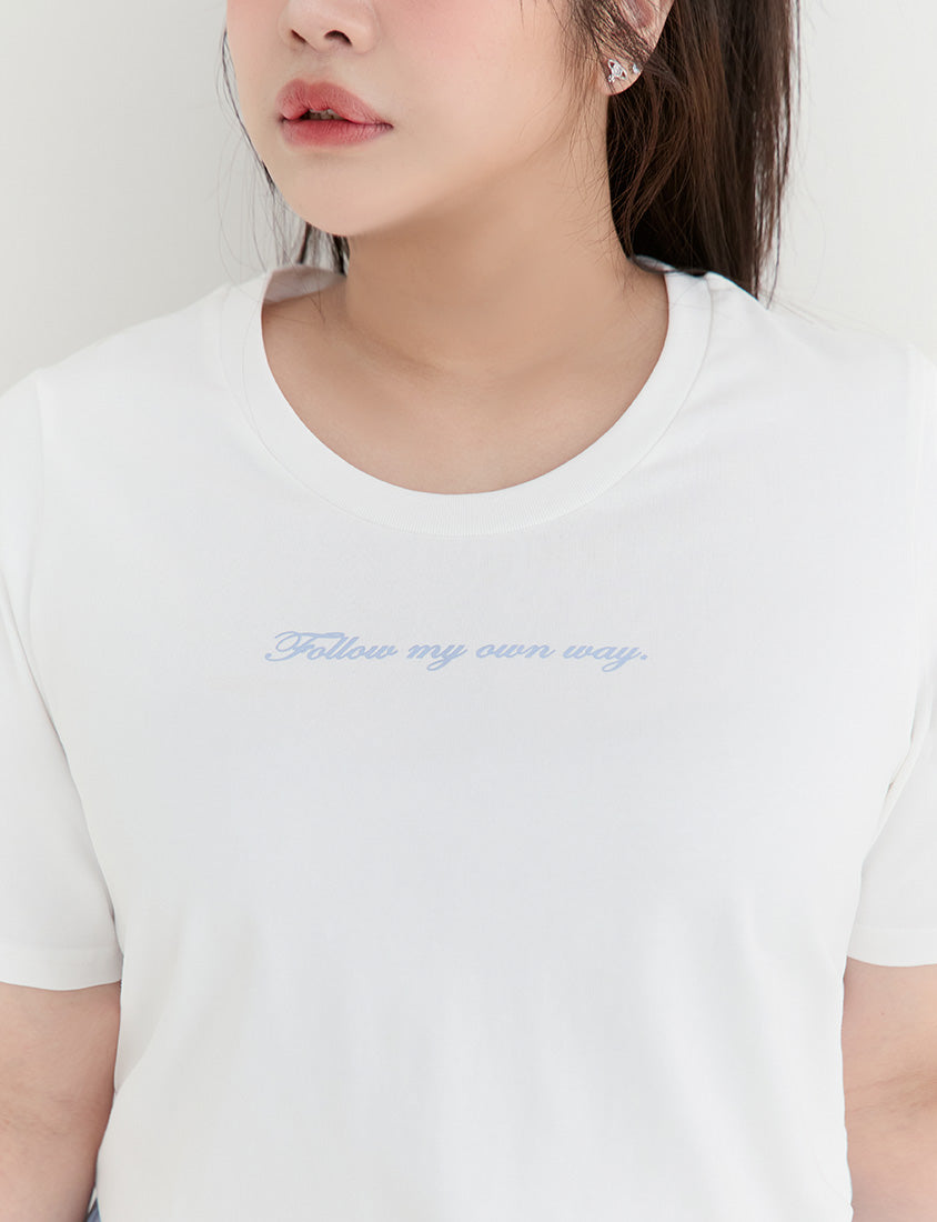 MISS. Elegant Contrast Letter Print Plus Size Tee