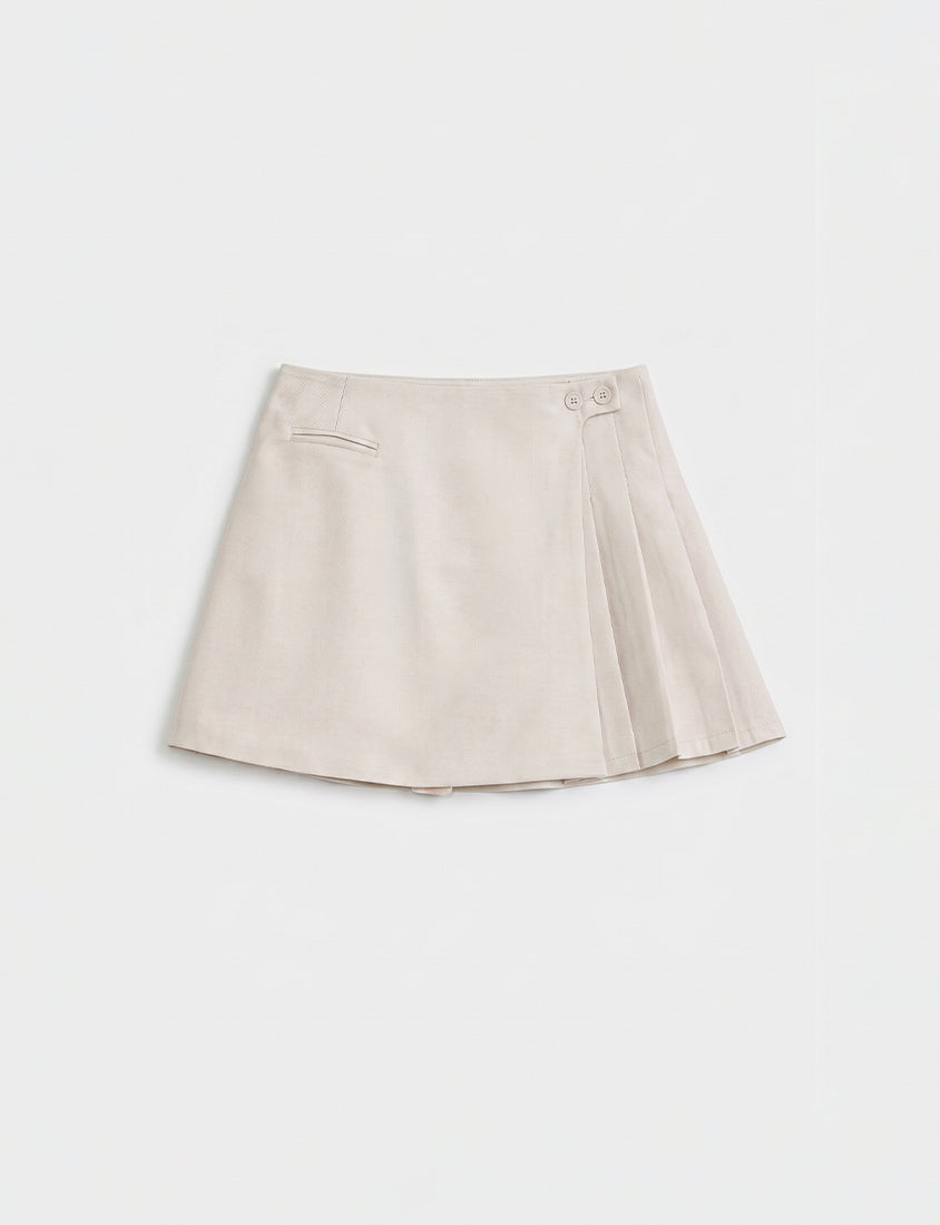 MISS. Slim Fit Asymmetrical Pleated Plus Size Mini Skirt