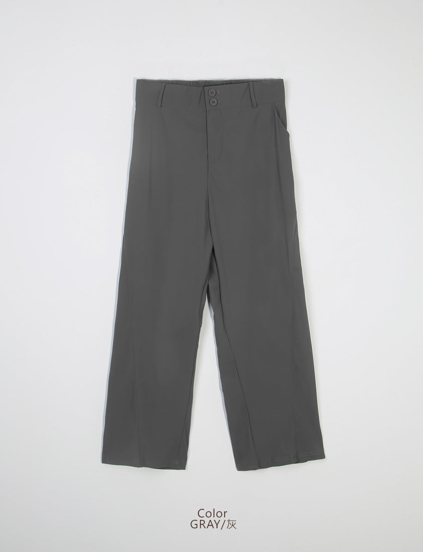 Silky Cool Elastic Back Waist Plus Size Straight Leg Pants