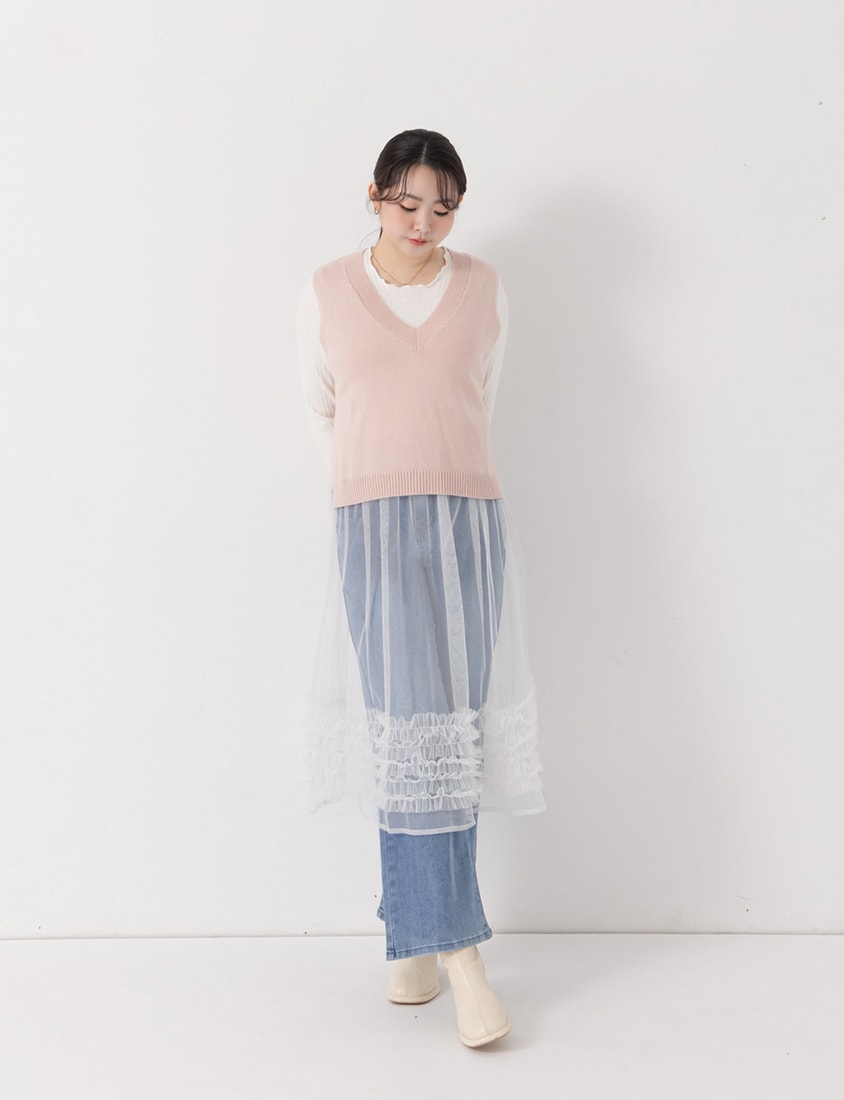 MISS. Soft Tencel Silky Wool Plus Size Knit Vest