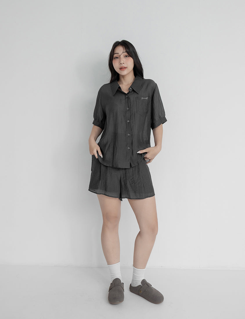 MISS. Lightweight Sheer Crinkle Plus Size Shirt