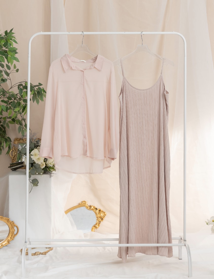 Sheer Shirt With Strap Dress Plus Size Set (With Waist Tie)
