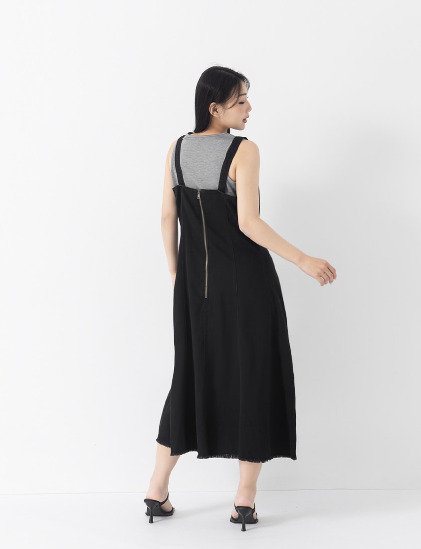Tencel Silky Denim Square Neck Flare Plus Size Dress