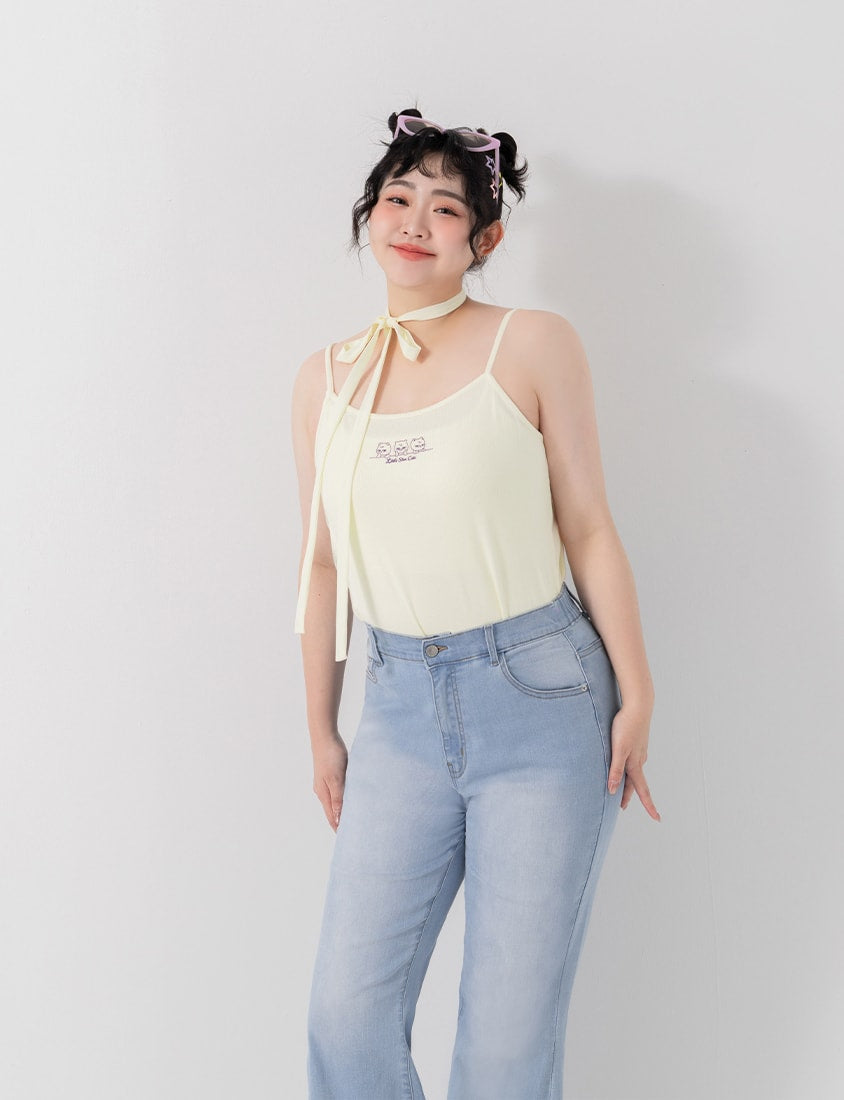 Stretch Ruffle Hem Plus Size Flared Jeans