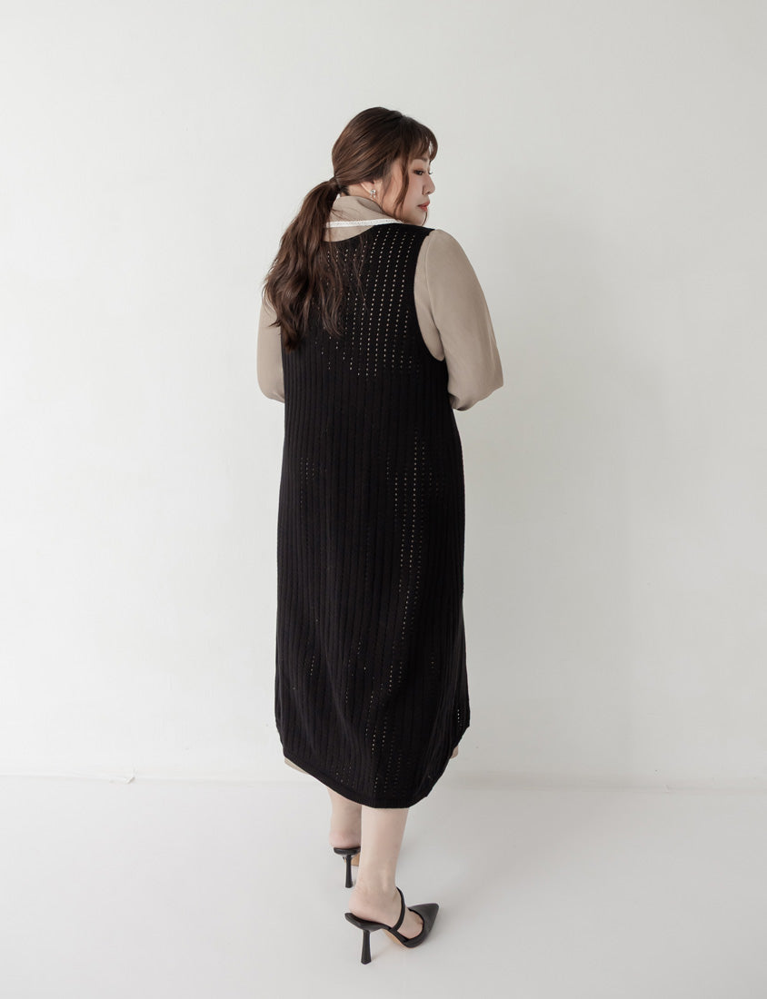 MISS. 2-Way Convertible Hollow Plus Size Long Knit Vest
