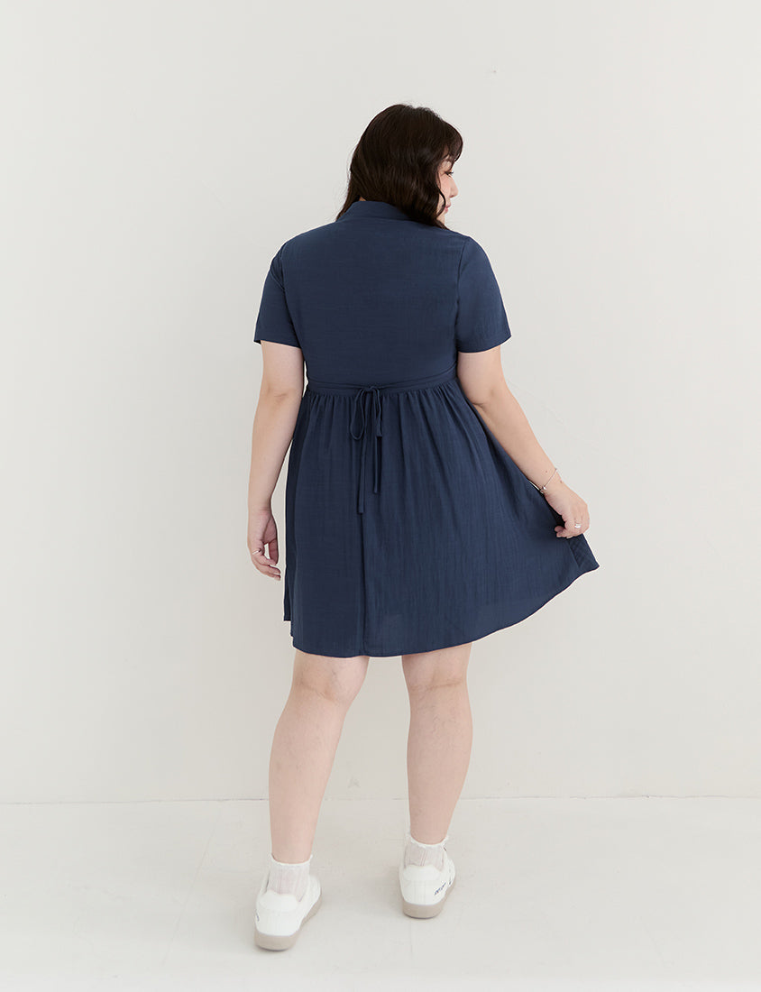 Casual Skin-Friendly Pleated Plus Size Mini Dress