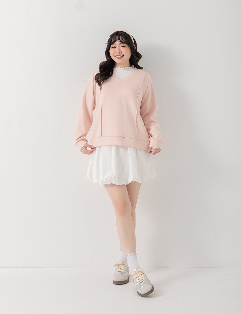 Apple-Shaped Friendly! Perfect Fit Seamed Yogurt Touch Plus Size Sweater