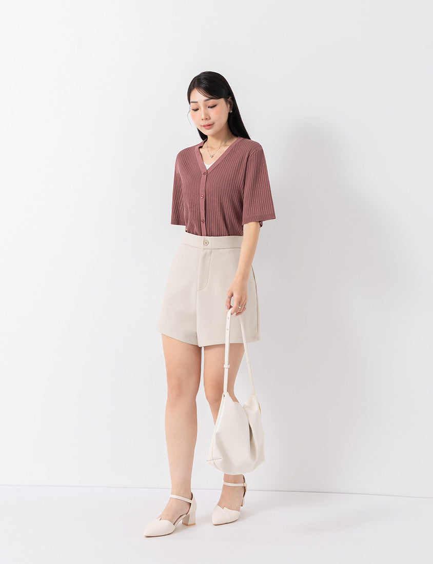 MISS. Minimal Faux Two-Piece Button-Front Knit Plus Size Top