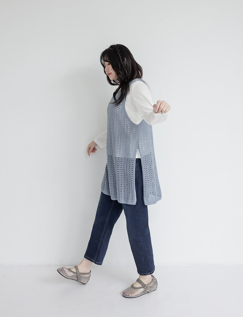 Japanese Style Layered Knit Cutout Plus Size Two-Piece Set