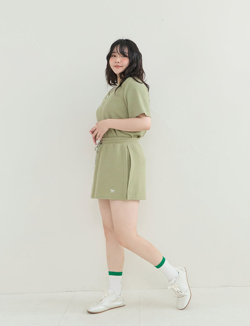 Waffle Knit Butterfly Embroidered Plus Size Skort