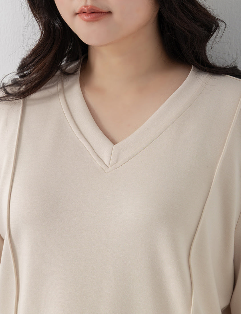 Apple-Shaped Friendly! Perfect Fit Seamed Yogurt Touch Plus Size Sweater