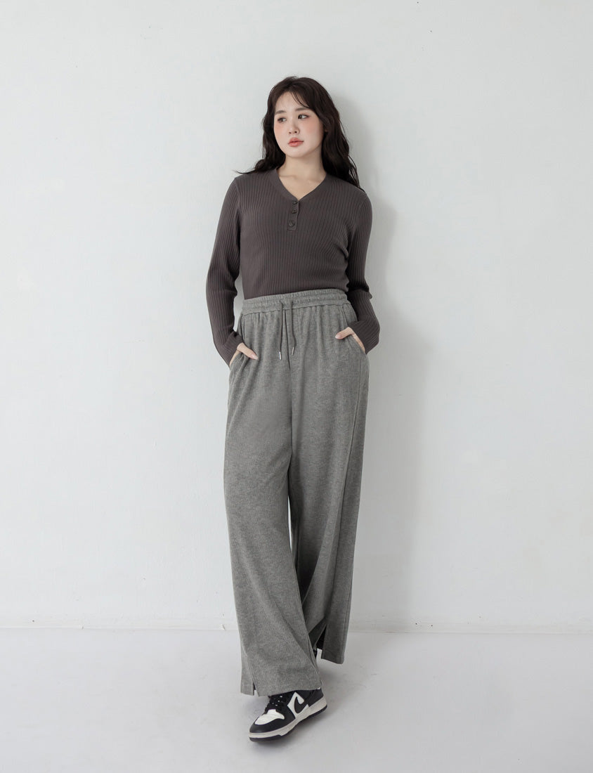 Comfy Slimming Drawstring Fine Plus Size Ribbed Pants