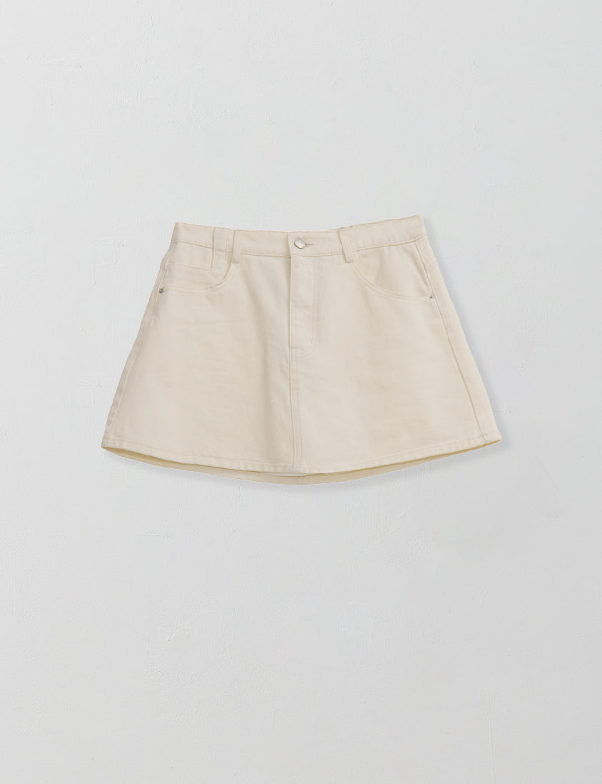 Casual Twill Cotton A-Line Plus Size Mini Skirt