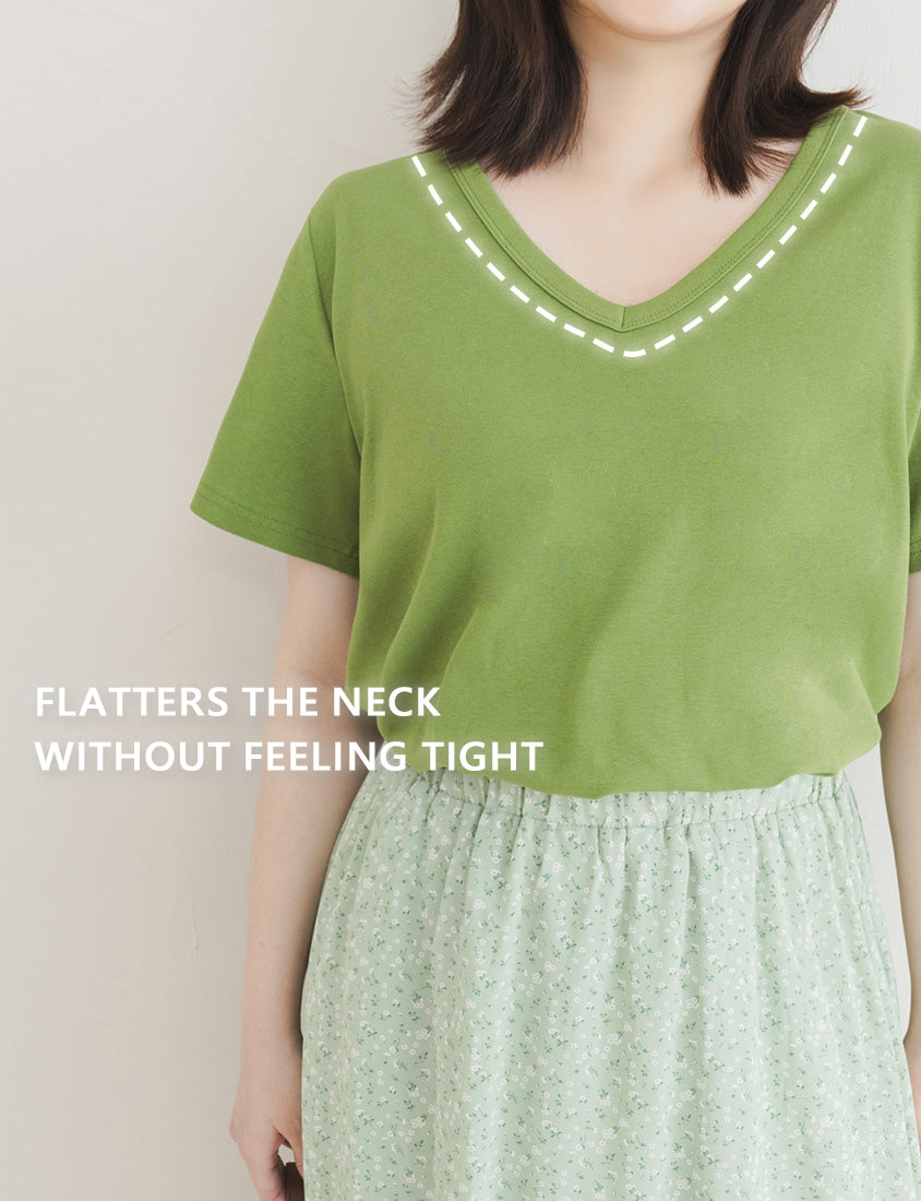 V-Neck Multicolor Plus Size Comfy Slim Tee