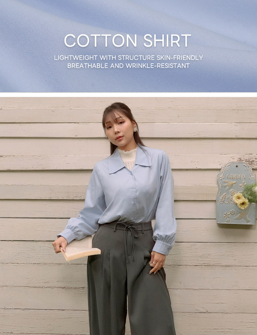 MISS. Elegant V-Neck Plus Size Puff Sleeve Blouse