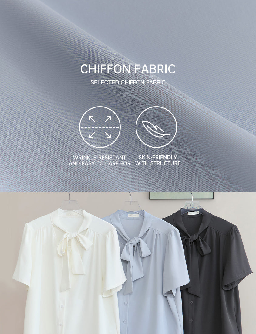 MISS. Elegant Tie-Front Pleated Plus Size Chiffon Top