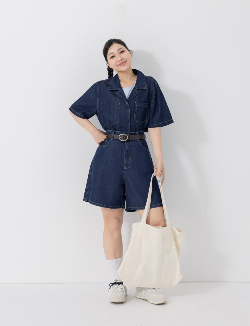 Lyocell Cooling 2-Way Denim Plus Size Shirt