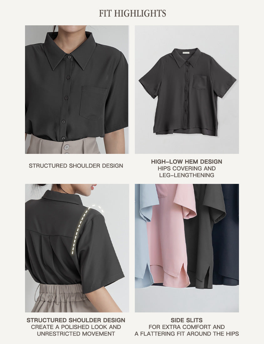 MISS. Silky Cool Classic Morandi Plus Size Shirt