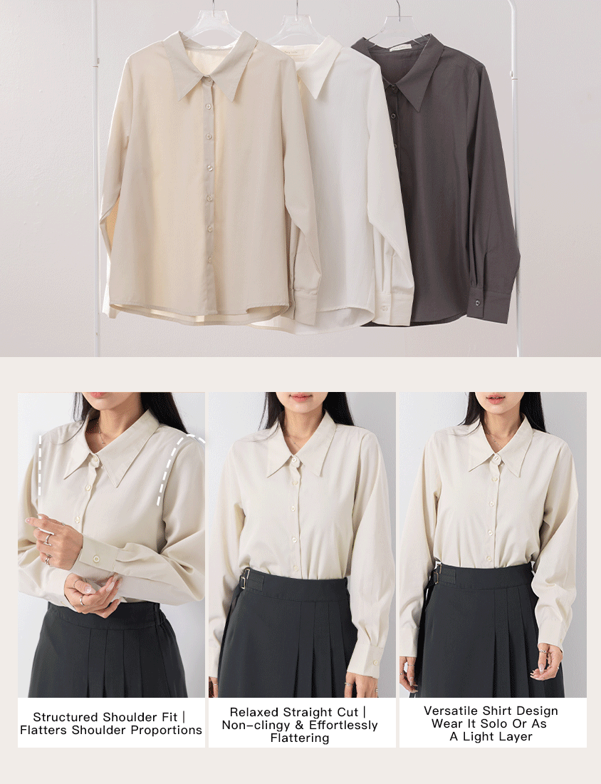 MISS. Minimal Breathable Lyocell Long Sleeve Plus Size Shirt