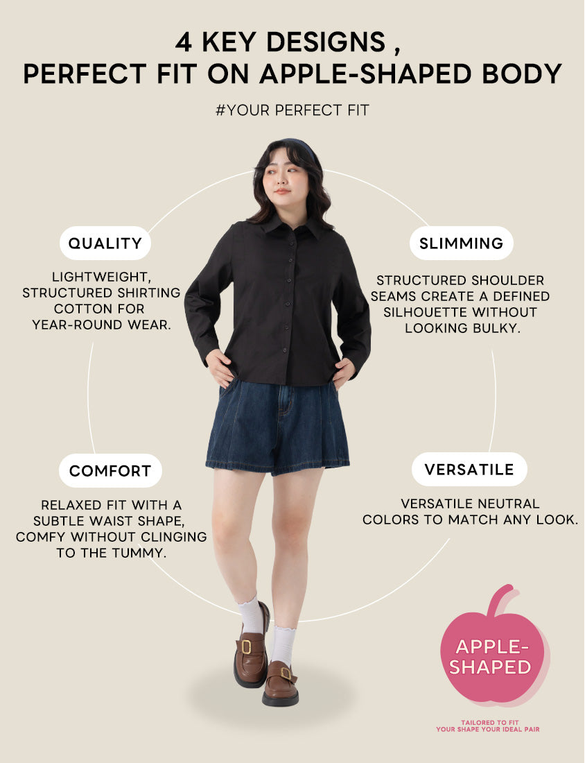Apple-Shaped Friendly! Perfect Fit Seamed Versatile Plus Size Shirt