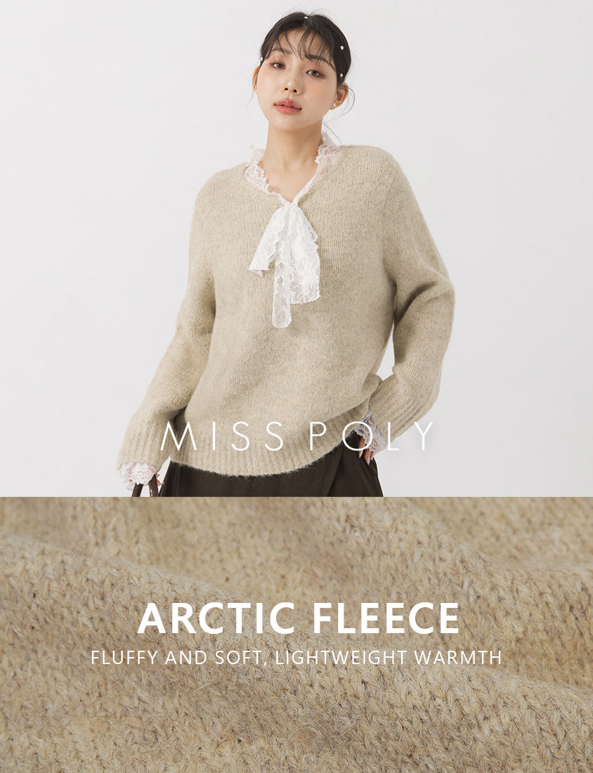 MISS. Lace Tie Longline Plus Size Knit Top