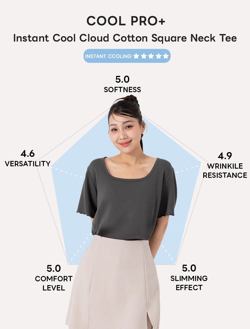 Instant Cooling Cloud Cotton Square Neck Plus Size Tee