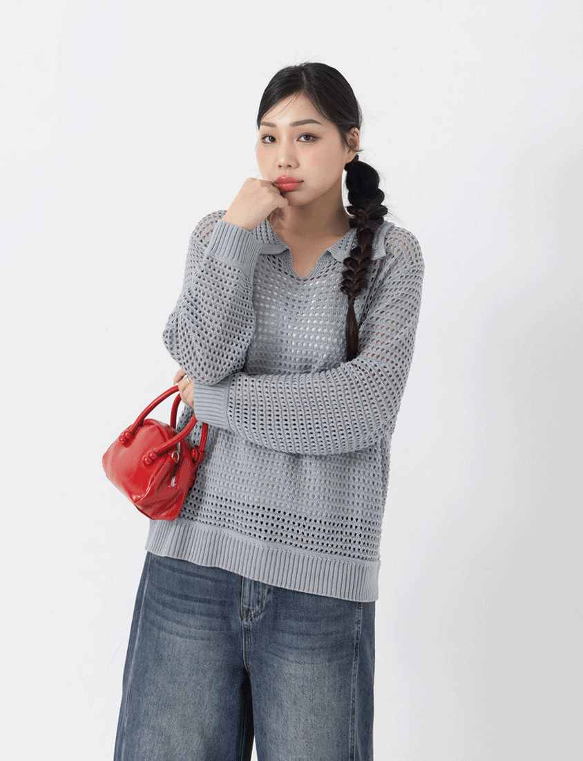 Anti-Pilling Cutout Hollow Collar Plus Size Knit Top