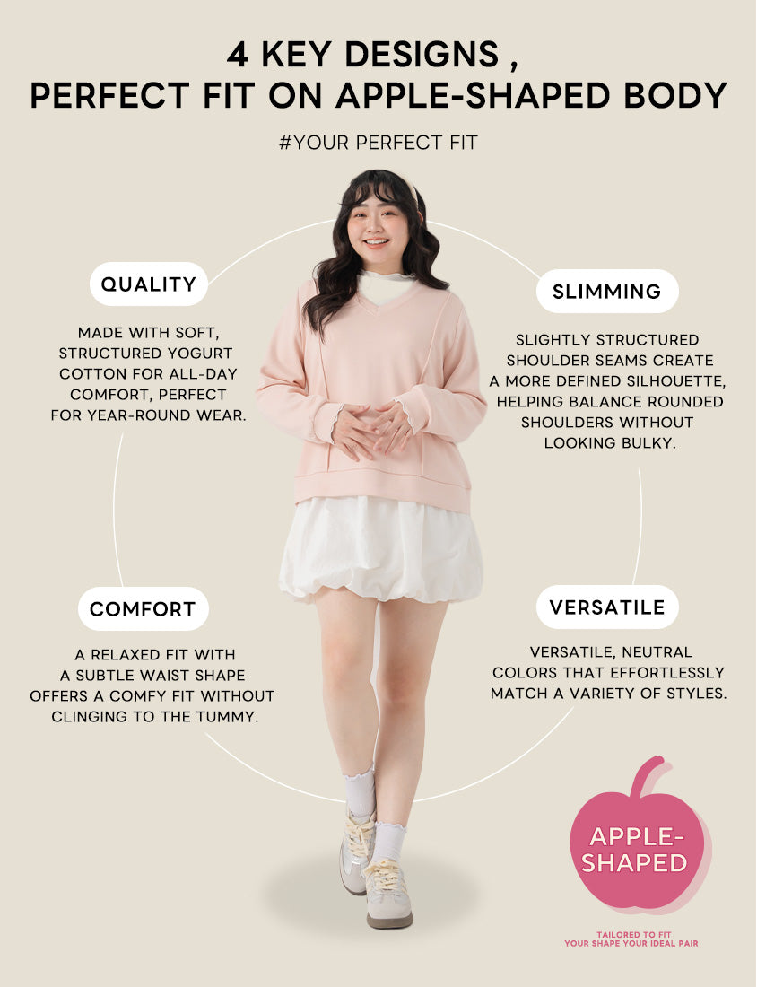 Apple-Shaped Friendly! Perfect Fit Seamed Yogurt Touch Plus Size Sweater