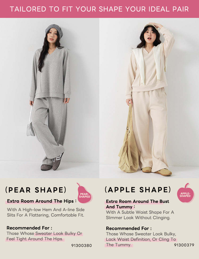 Apple-Shaped Friendly! Perfect Fit Seamed Yogurt Touch Plus Size Sweater