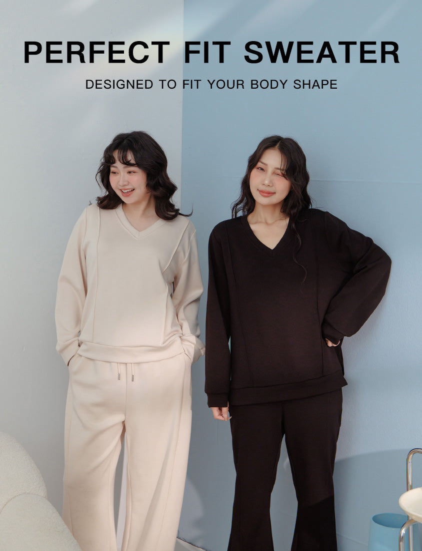 Pear-Shaped Friendly! Perfect Fit Seamed Yogurt Touch Plus Size Sweater