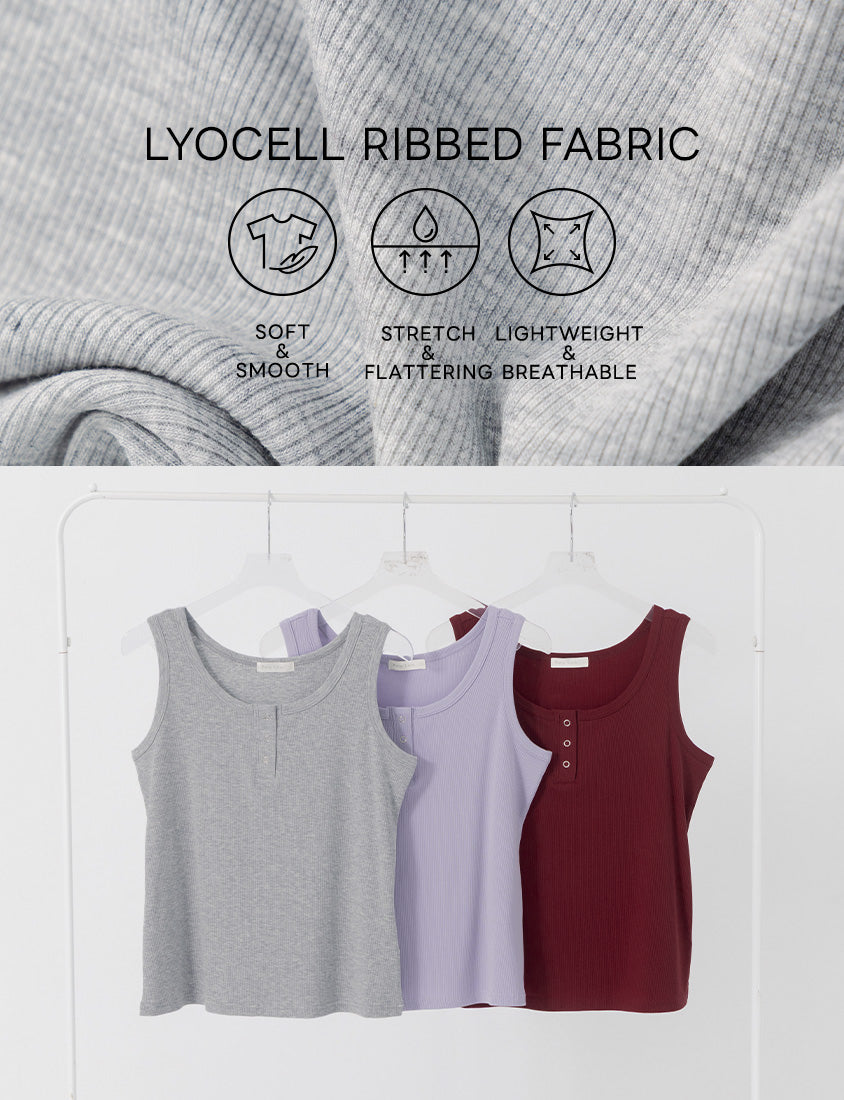 Cooling Lyocell Ribbed Crewneck Plus Size Tank Top