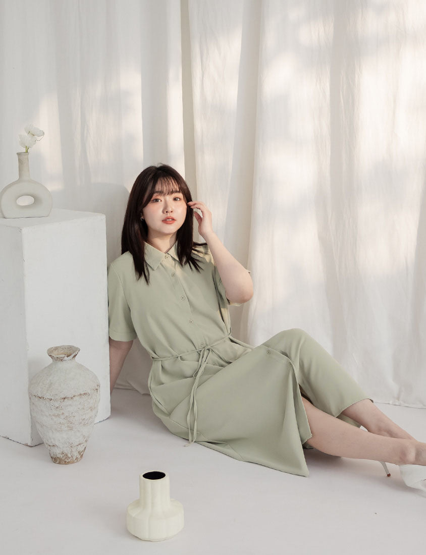 MISS. Minimal Shirt Plus Size Maxi Dress (With Belt)