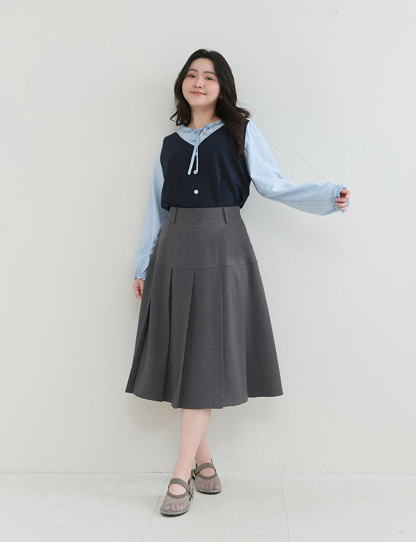 Romantic Ruffle Collar Faux Two Piece Plus Size Top