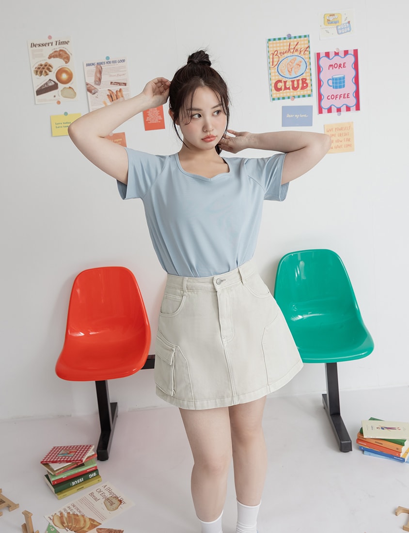 Sweet & Edgy Utility Cargo Pocket A-Line Plus Size Mini Skirt