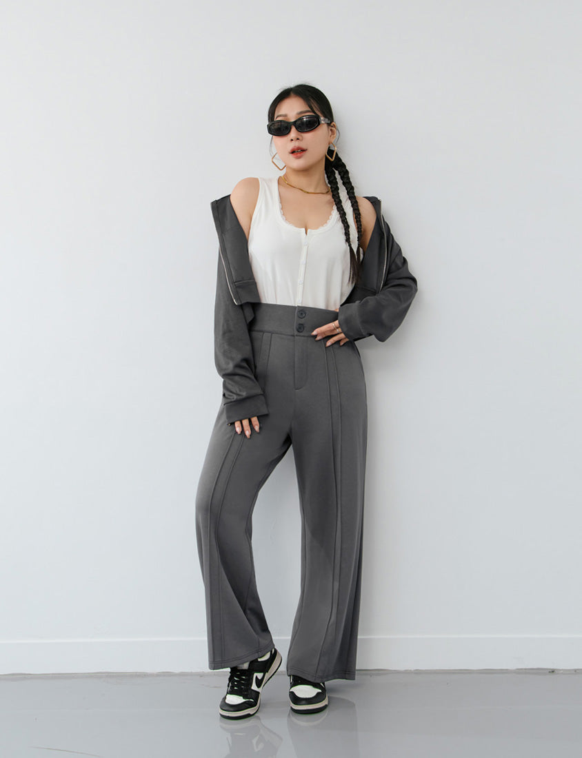 MUA! Faux Button Lace Panel Plus Size Ribbed Vest