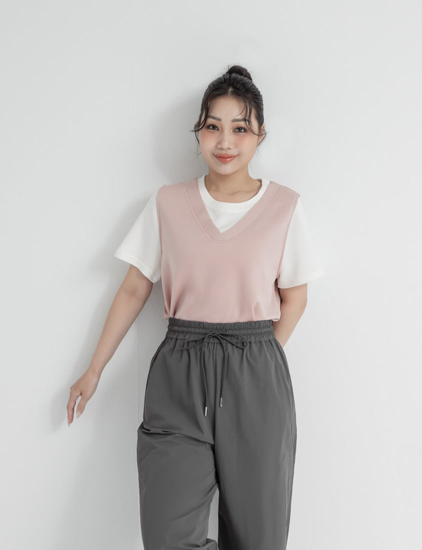 Instant Icy Cooling Cloud Cotton Faux Two Piece Plus Size Tee