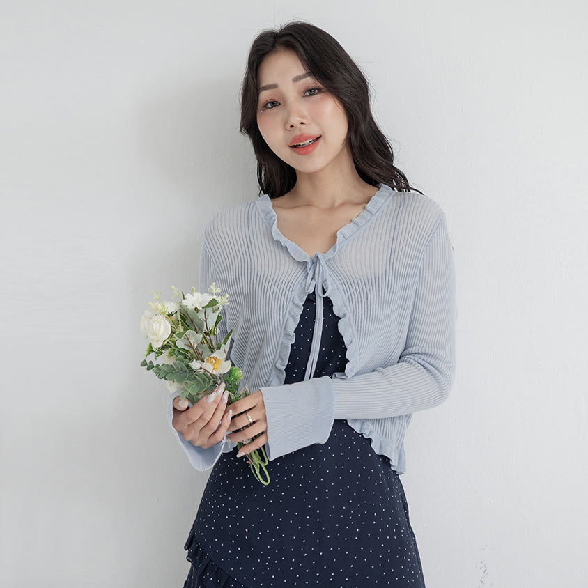 Instant Cooling Tencel Blend Tie-Front Knit Plus Size Cardigan