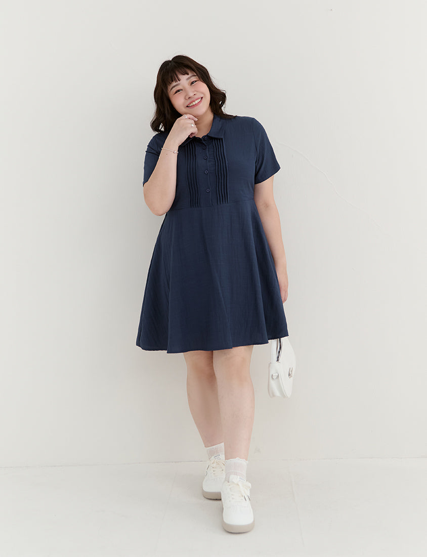 Casual Skin-Friendly Pleated Plus Size Mini Dress