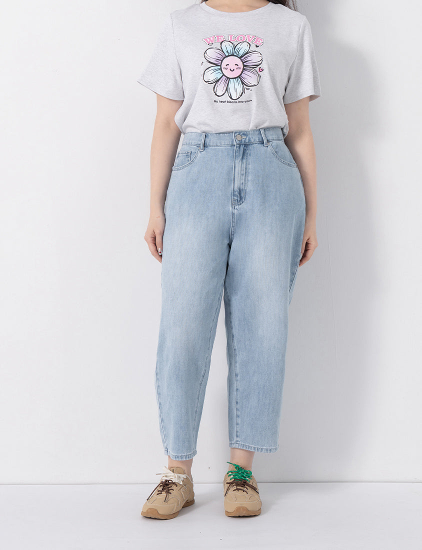 3D Gradient Floral Print Plus Size Tee