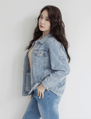 Heartbeat Applique Embroidered Oversized Denim Jacket (Unisex)