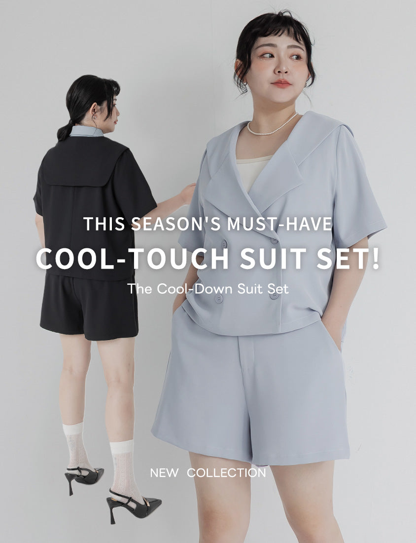 MISS. Silky Cooling Sailor Collar Plus Size Blazer