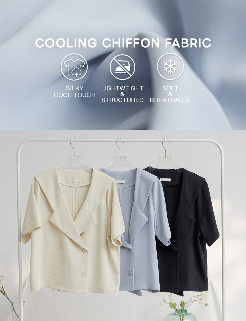 MISS. Silky Cooling Sailor Collar Plus Size Blazer