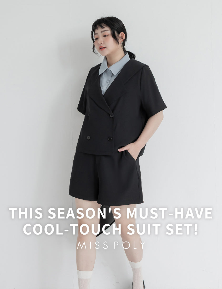 MISS. Silky Cooling Sailor Collar Plus Size Blazer
