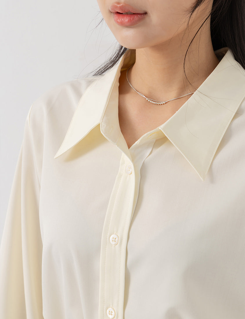 MISS. Easy-Care Contrast Color Long Sleeve Plus Size Shirt