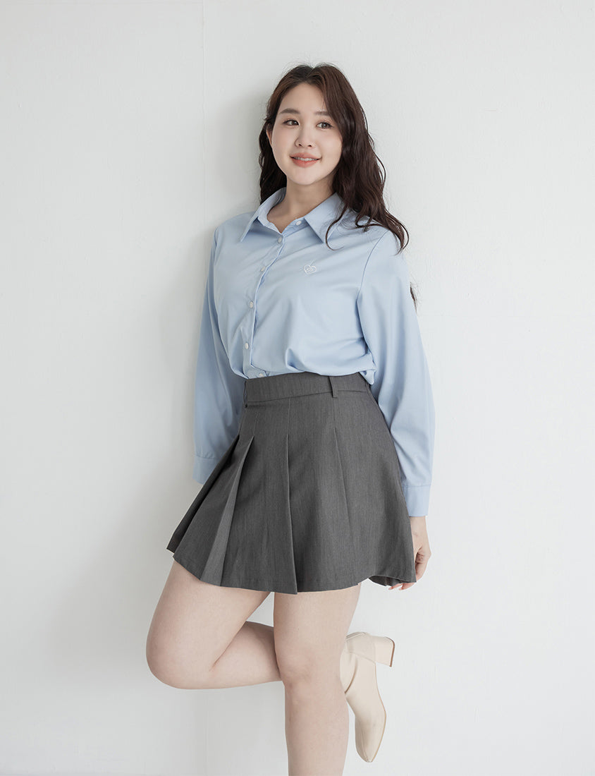 Sweet Preppy Pleated Plus Size Skort