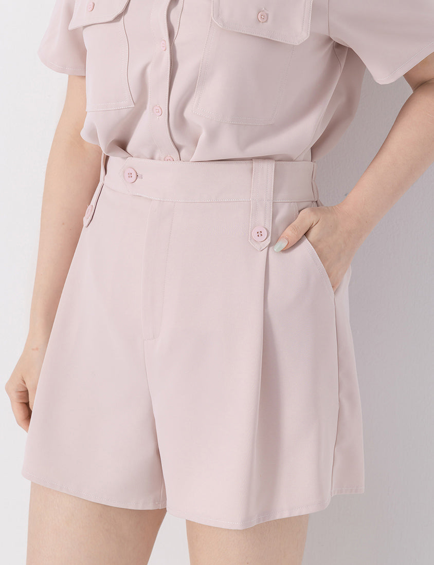 Contrast Stitch Lightweight Utility Chiffon Plus Size Shorts